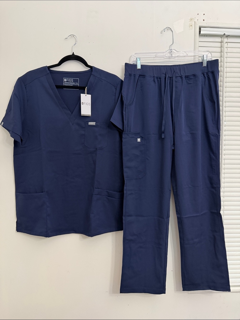 Figs Women's Two-Piece Pajama Set in Navy